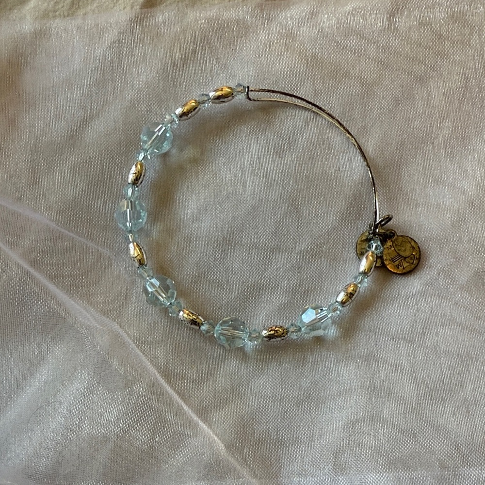 Alex and Ani Gold and Light Blue Bracelet